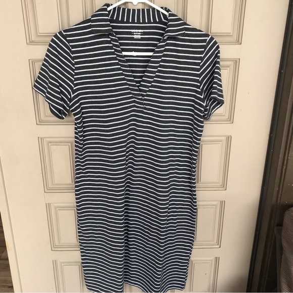 Super Cute Short Jockey Tee Dress Collar/Short Sleeves SzS Blk/Wht Stripes - Picture 1 of 7